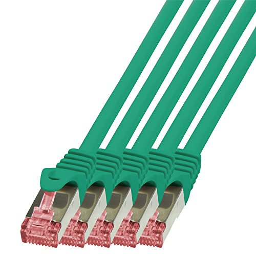 BIGtec LAN Kabel 5 Stück 25m Netzwerkkabel Ethernet Internet Patchkabel CAT.6 grün Gigabit SFTP doppelt geschirmt für Netzwerke Modem Router Switch 2 x RJ45 kompatibel zu CAT.5 CAT.6a CAT.7 Stecker