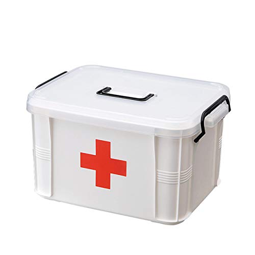 WZCXYX Erste-Hilfe-Kasten, Mehrschichtiger Tragbarer Notfallkoffer Aufbewahrungsbox Für Plastische Medizin, Abschließbarer Behälter Erste-Hilfe-Behälter Weiß(Size:extra groß)