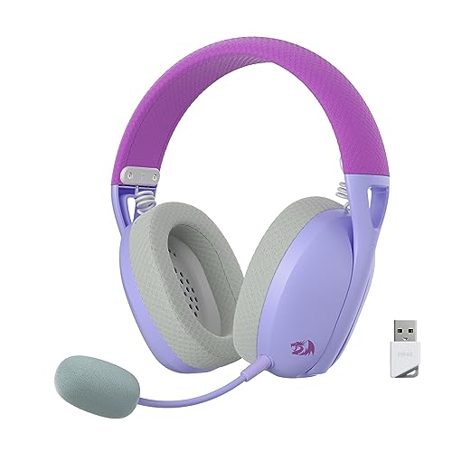 Redragon H848 Bluetooth Wireless Gaming Headset - Leichtgewicht - 7.1 Surround Sound - 40MM Treiber - Abnehmbares Mikrofon - Mehrere Plattformen für PC, PS5/4/3, Switch, Handy, Lila
