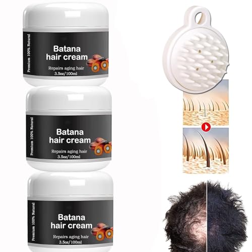 Batana-Öl für Haarwachstumscreme, Batana-Öl, Bio-Batana-Öl für gesundes Haar, Batana-Öl für Haarwachstum Dr. Sebi Bio,verbessert die Ausstrahlung von Haar und Haut (3pcs)