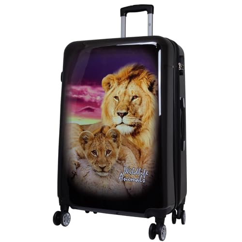Trendyshop365 großer Reisekoffer Hartschale 77 cm - Löwe mit Baby