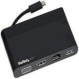 StarTech.com USB C Multiport Adapter mit HDMI und VGA - Mac / Windows / Chrome - 4K - 1x USB-A Port - GbE - Mobiler USB-C Adapter