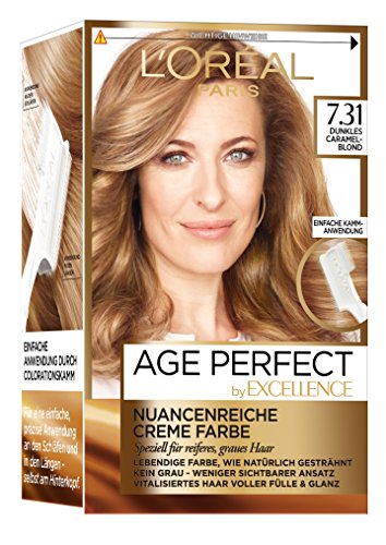 L'Oréal Paris Excellence Age Perfect Coloration, 7.31 Dunkles Caramelblond, 3er Pack (3 x 1 Stück)