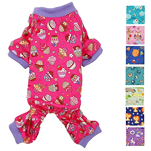 Hunde-Pyjama aus weicher Baumwollmischung für kleine und mittelgroße Haustiere (Hot Pink Cupcakes, S: Länge 30,5 cm, Brustumfang 35,6 cm – 43,2 cm)