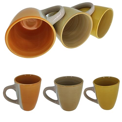 MC-Trend 6er Tassenset Becherset Keramikserie sortiert Ø 9cm Keramik 300 ml große moderne Tassen für Kaffee Tee Milch Heißgetränke Kaltgetränke Zeitlos Geschenk