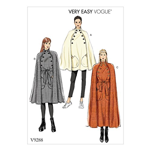 Vogue Patterns 9288ZZ Umhang und Gürtel für Damen, Tissue, Mehrfarbig, 15 x 0.5 x 22 cm