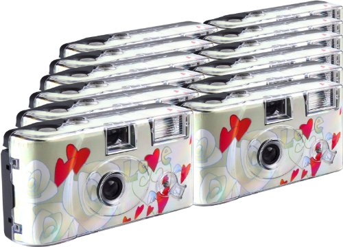 TopShot Flying Hearts Einwegkamera / Hochzeitskamera (27 Fotos, Blitz, 12-er Pack)