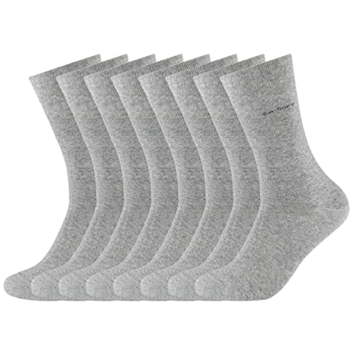 Camano 8 Paar Socken Unisex 3642 CA-SOFT Cotton ohne Gummidruck Damen und Herren Strümpfe, Farbe Hellgrau Melange, Größe 43-46