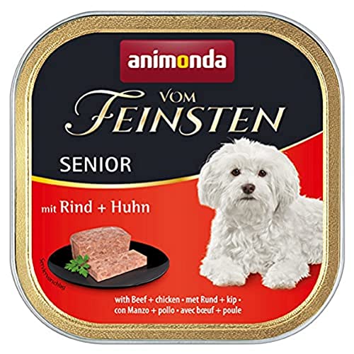 animonda Vom Feinsten Senior Hundefutter, Nassfutter für ausgewachsene Hunde, mit Rind + Huhn, 22 x 150 g