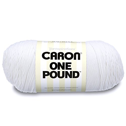 Caron 29401010501 One Pound Solid Garn, Stärke 4, 100 % Acryl, Weiß, zum Häkeln, Stricken und Basteln, 1 Stück