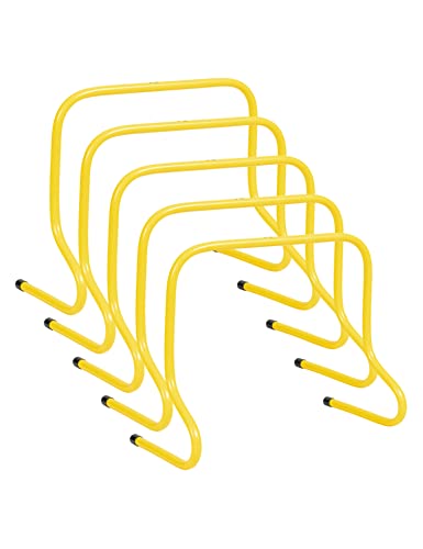 JELEX Agility Trainingshürden 5er-Set Verschiedene Größen, Koordinationshürden Trainingsequipment gelb, geeignet für Indoor und Outdoor Übungen aus robustem Kunststoffmaterial (40 cm)