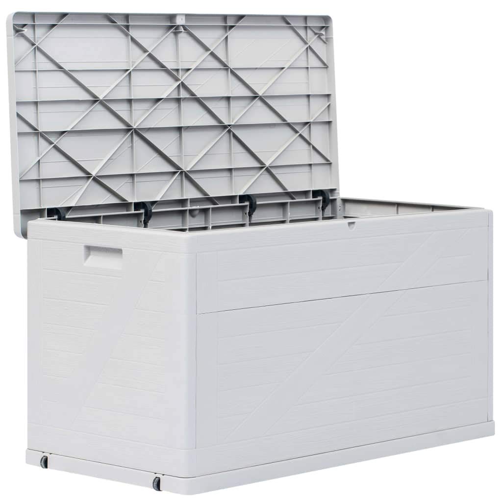 mewmewcat Auflagenbox Wasserdicht Groß 420 L Gartenbox Kunststoff Kissenbox Aufbewahrungsbox Garten Gartentruhe Gerätebox für Indoor und Outdoor, 120x56x63 cm Hellgrau