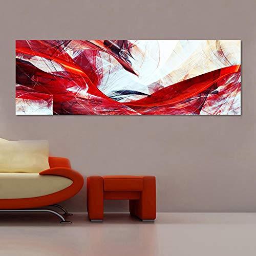Poster und Drucke Wandkunst auf Leinwand, modernes abstraktes rotes Poster, dekoratives Bild für Wohnzimmer, Heimdekoration, 70 x 210 cm (27 x 83 Zoll), ungerahmt
