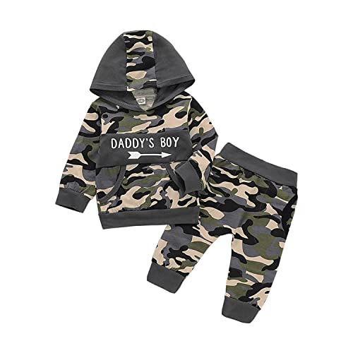 Verve Jelly Kleinkind Baby Jungen Camouflage Outfits Daddy's Boy Letter Print Langarm Sweatshirt Hose Set 2pcs Casual Kleidung Set
