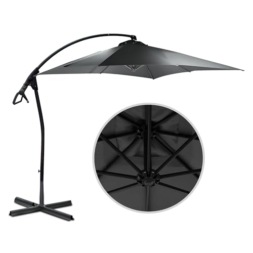 habeig WASSERDICHT Ampelschirm 250x250cm quadratisch durch PVC-Beschichtung Schirm Sonnenschirm Marktschirm Gartenschirm (Anthrazit S55)