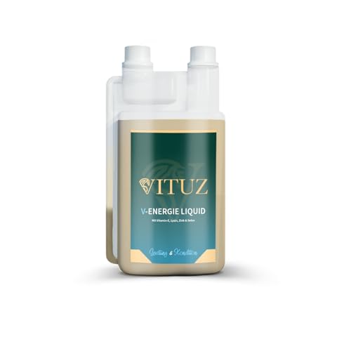 VITUZ V-Energie Liquid für Pferde - Nahrungsergänzung mit Vitamin E, Selen, Zink und Lysin zur Steigerung von Leistung, Gesundheit und Ausdauer - 1L