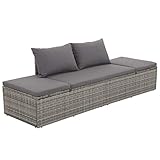 Nishore 4 Pcs Set Garten-Sonnenliege Verstellbar Gartenbank Lounge Sofa Liege aus Poly Rattan mit Sitzpolster 195 x 60 x 60 cm Grau und Dunkelgrau