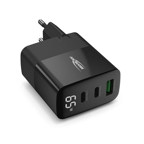 ANSMANN 3-Port USB Ladegerät mit bis zu 65 W/Power Delivery und Quick Charge 3.0 Ladegerät mit intelligenter Ladesteuerung/Ideal für Smartphone, Tablet, Tischventilator, LED-Geräte, etc.