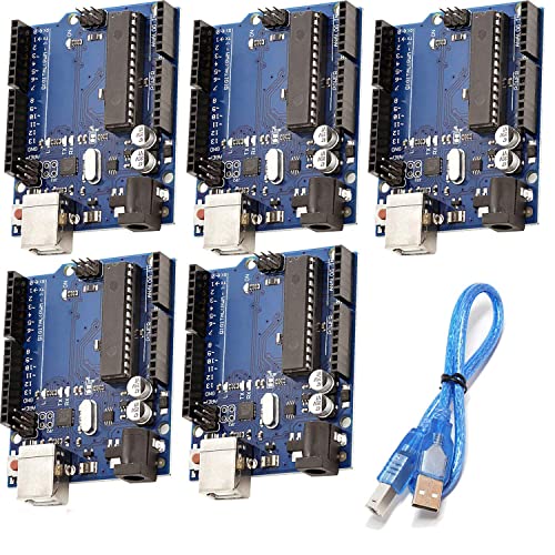 AZDelivery 5 x ATmega328P Mikrocontroller Board ATmega16U2 8-bit Entwicklerboard mit Hauptplatine und USB-Kabel inklusive E-Book!