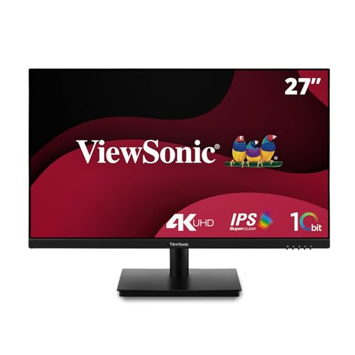 ViewSonic VA2762-4K 27" 4K IPS-Monitor, HDMI x2, DisplayPort, Entspiegelt, VESA-kompatibel, 10-bit, HDR10, Ergonomisch, Eye ProTech