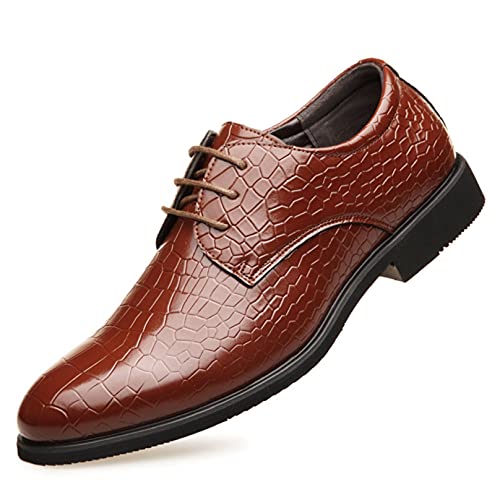 JDHSKCF Outdoor-Derby-Schuhe für Herren, einfarbig, geteiltes Muster, atmungsaktiv, Low-Top, Schnürschuhe, Leder, flach, rutschfest, modisch, Business, Büro, formelle Schuhe, braun, Trekkingschuhe,