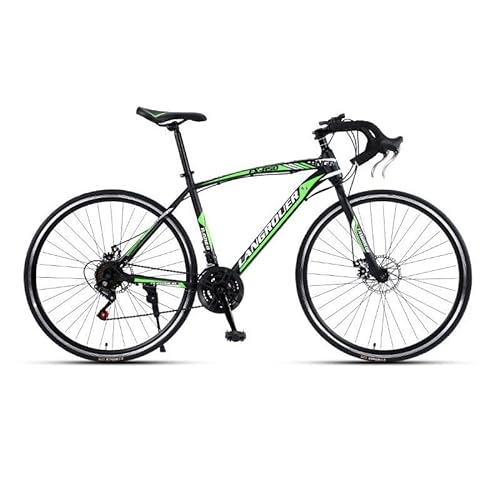 Rennrad for Erwachsene, 700C-Räder, 21/24/27/30 Geschwindigkeit, Herren- und Damen-Rennrad, Doppelscheibenbremse (Color : Black-Green, Size : 30-Speed_30MM)