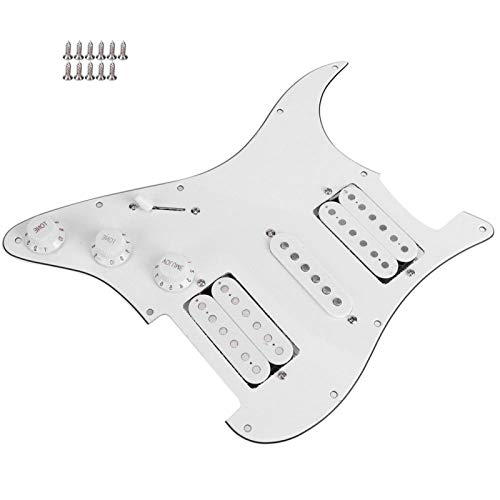 Gitarren-Schlagbrett, PVC-stabiles, mit Metall beladenes, vorverdrahtetes Schlagbrett, klar poliertes Oberflächenkonzert für E-Gitarren-Musikbegeisterte(white)