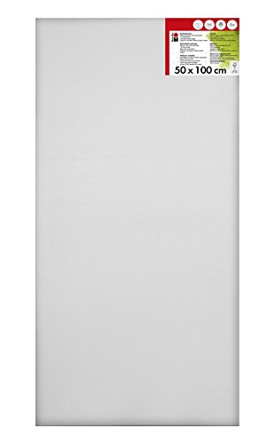 Marabu 1616000000503 - Keilrahmen, ca. 50 x 100 cm, Rahmentiefe ca. 1,8 cm, weiß, mit 380 g/qm Baumwolle bespannt, 3 fach grundiert, leicht saugend, für Acryl-, Öl-, Gouache- und Temperafarben