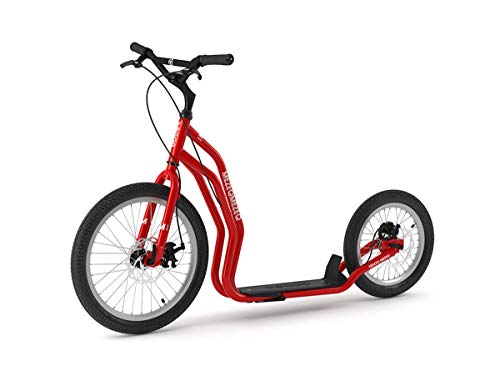 Yedoo Mezeq Tretroller - bis 150 kg, mit Luftreifen 20/16 - Roller Scooter für Erwachsene, Offroad Tretroller mit Ständer und verstellbaren Lenker, Dogscooter mit Scheibenbremse, rot