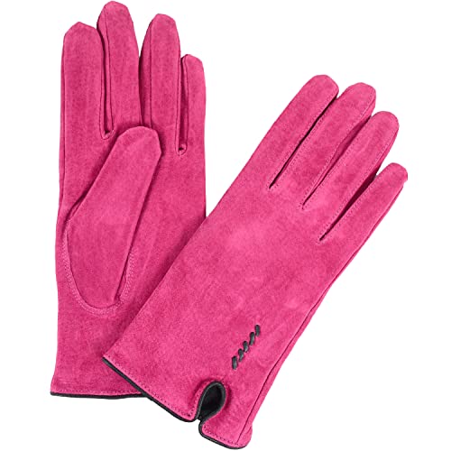 SNUGRUGS Damen-Handschuhe aus Wildleder mit Fleecefutter und Schleife, rose, X-Large