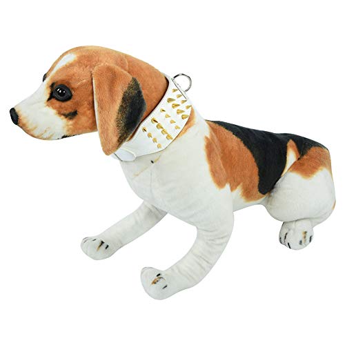 iFCOW Hundehalsband, modisches Lederhalsband für Haustiere, 4 Reihen mit Nieten, für Pitbull Bulldogge