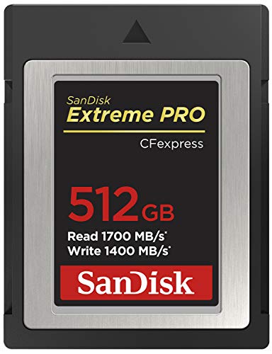 SanDisk Extreme PRO 512GB CF Express Card Type B, up to 1700MB/s, for RAW 4K video