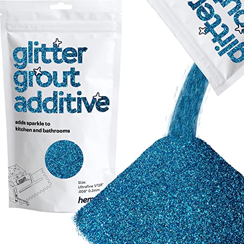 Hemway Glitter Grout Additiv (Ultrafein 1/128" 0,008" 0,2 mm) Grout Tile Additive Fliesen Bad Nassraum Küche - Ocean Blue - 100g