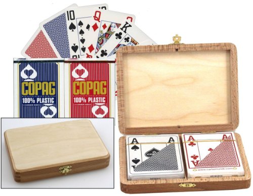 Ludomax Poker Box Pro Holz - Kassette mit 100% Plastic Copag Poker Spielkarten
