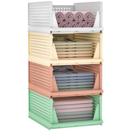 Yorbay Schubladenbox Stapelbare Kleiderschrank Organizer, Regal Aufbewahrungsbox, für Kleidung Küchen Schlafzimmer