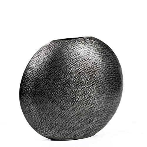 Lambert - Faro - Dekogefäß, Vase - Aluminium Graphit patiniert - Maße (ØxTxH): 28,5 x 11 x 26 cm