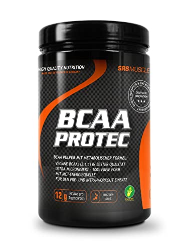SRS Muscle - BCAA Protec, 414 g, Kirsch | Doppelmuskelschutz | Pre- und Intra-Workout | mit veganen BCAAs aus Mais | deutsche Premiumqualität
