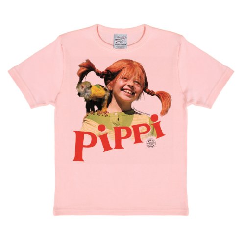 Logoshirt Pippi Langstrumpf - Herr Nilsson T-Shirt Kinder Mädchen - pink - Lizenziertes Originaldesign, Größe 122/134, 7-9 Jahre