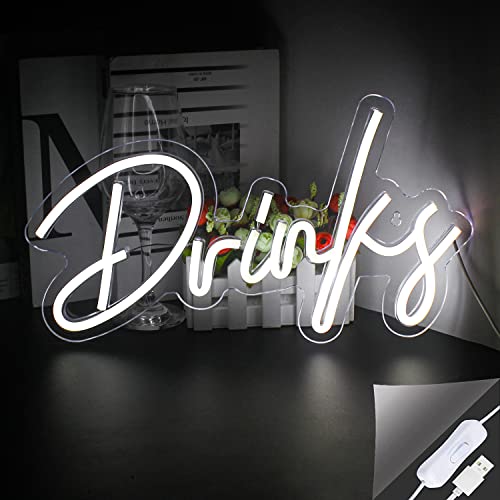 Looklight Drinks Neonschild Kühles weißes LED-Neonlicht USB betriebene Buchstaben leuchten Schild Led Wandkunst für Schlafzimmer Party Club Café Bar-Restaurant-Shop-Dekor