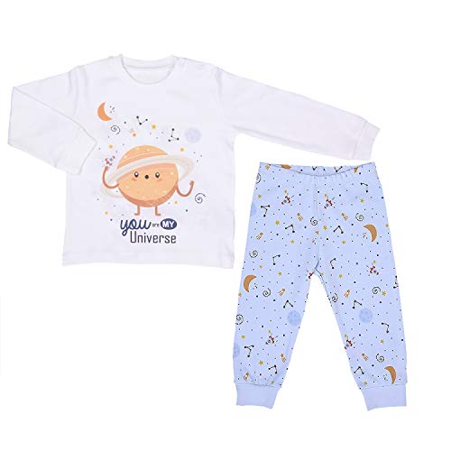 Zweiteiliger Unisex Pyjama Kleine Prinzen Langarm Schlafanzug von 80 bis 92 Blau 80/12-18 M