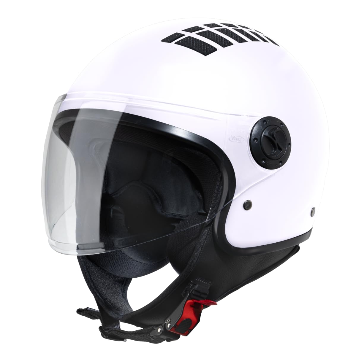 VINZ Como Jethelm mit Visier ECE 22.06 Zertifiziert | Roller Helm Mopedhelm Ideal Für Motoroller & Vespa | Herren und Damen | Komfortabler Motorradhelm XS-XL | Weiß
