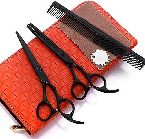 Haarschere, Friseurschere, Friseur-Haarscheren-Set und Haarschere, 15,2 cm, Haarschneideschere und Texturierschere, Set mit stilvollem Lederetui, (A FlatCut6 Zoll)