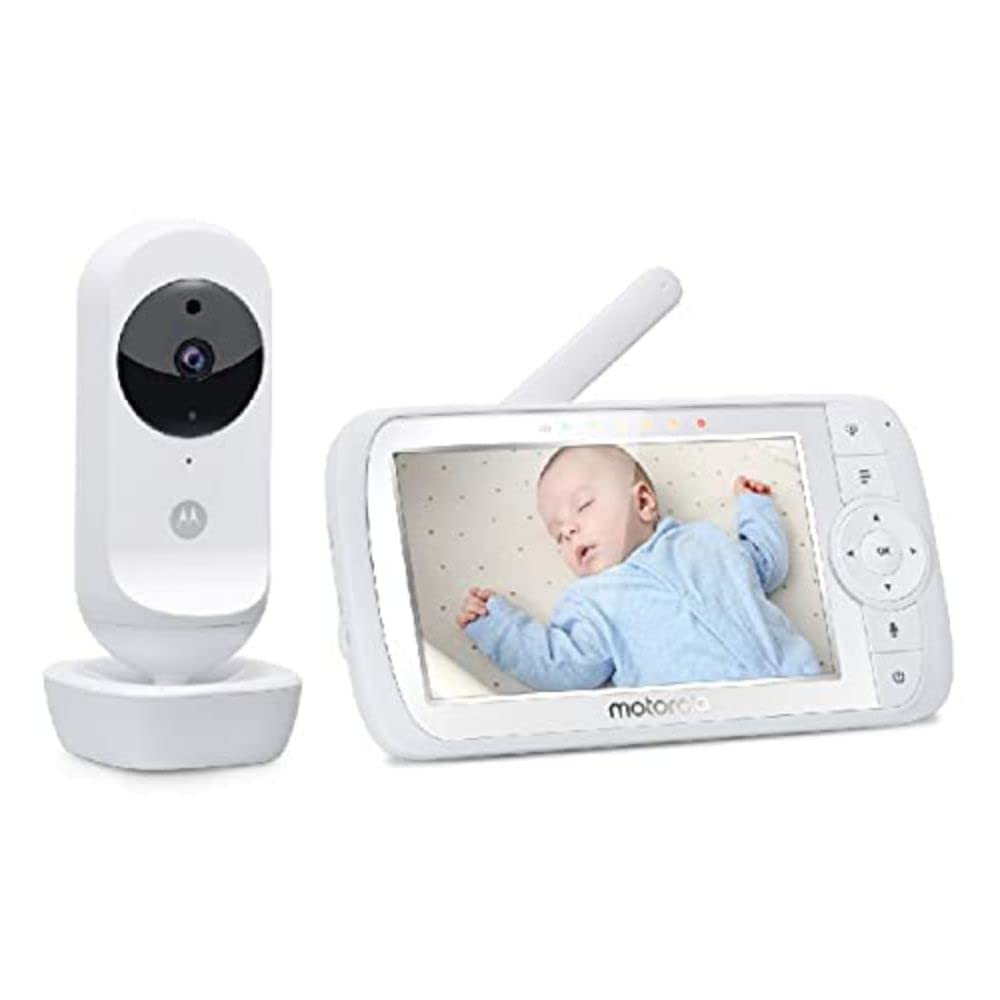 Motorola Nursery Ease 35 Babyphone mit Kamera 5,0 Zoll Video Babyphone Display Nachtsicht, Bidirektionale Kommunikation, Schlaflieder, Zoom, Raumtemperaturüberwachung - Weiß
