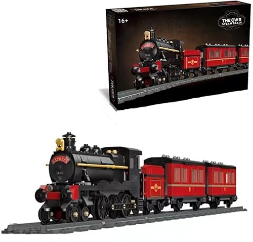 Technic Retro Dampfzug Zug Baustein, 789+Teile City Dampfzug Zug Modell Bauset mit Schienenset, Kreative Geschenksets für Kinder und Erwachsene, Kompatibel mit Lego (59002)