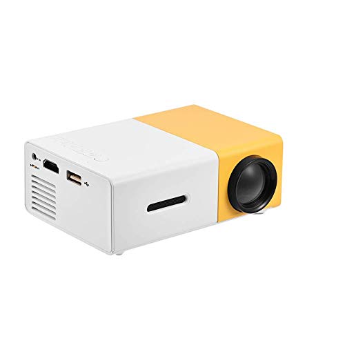Dpofirs Mini Projektor Heimkino Tragbarer LED Projektor HD HDMI Multimedia Player Video Beamer Unterstützung HDMI, AV, USB Eingang, Mini-Heimkino Großes Geschenk für Kinder(Gelb)