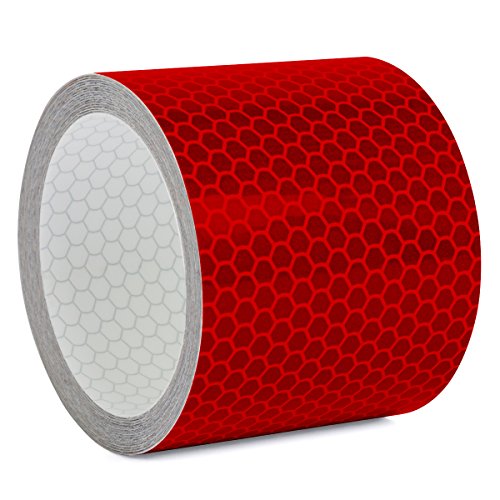 Motoking Reflektorband mit Wabenmuster für mehr Schutz & Sicherheit in der Dunkelheit - Länge und Farbe wählbar - 10m Meter lang, 5cm breit - Rot