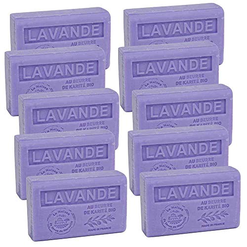 Savon De Marseille - French Seife Mit Organisch Sheabutter - Lavendel Duft - Geeignet Für Alle Hauttypen - 125 Gramm Stangen - Set Von 10