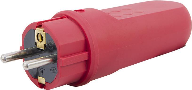 REV Schutzkontakt-Stecker spritzwassergeschützt IP44 Gummi rot Elektrischer Netzstecker (0512099555)