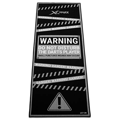 Tunier Dartteppich Warning grau/schwarz 80 x 237 cm Dartmatte Dart Matte mit offiziellem Spielabstand