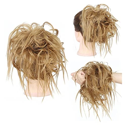 Messy Bun Synthetic Curly Wavy Hair Bun Circle Pferdeschwanz-Haarscheiben mit elastischem Gummiband Haarverlängerungen for Frauen (Color : Q17 27)